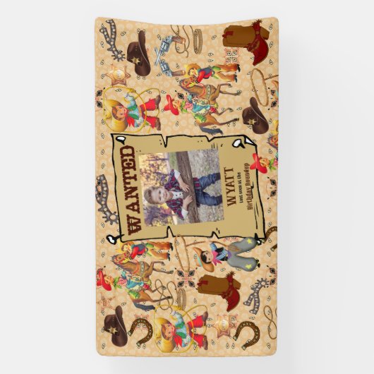 Buckaro Cowboyがポスター写真と名前を希望 横断幕 (縦)