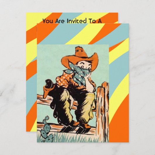 BUCKAROOの誕生日のパーティの招待状のパーティーの吹流し 招待状 (正面/裏面)