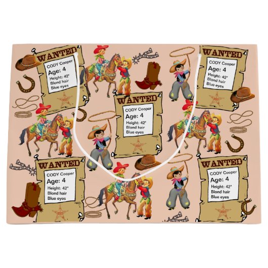 Buckaroo Cowboyの名前と説明の追加を希望 ラージペーパーバッグ (正面)