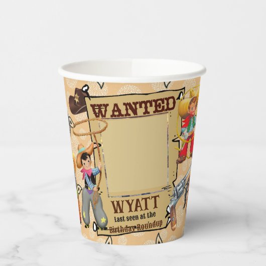 Buckaroo Cowboyの誕生日写真&名前かわいい 紙コップ (左)