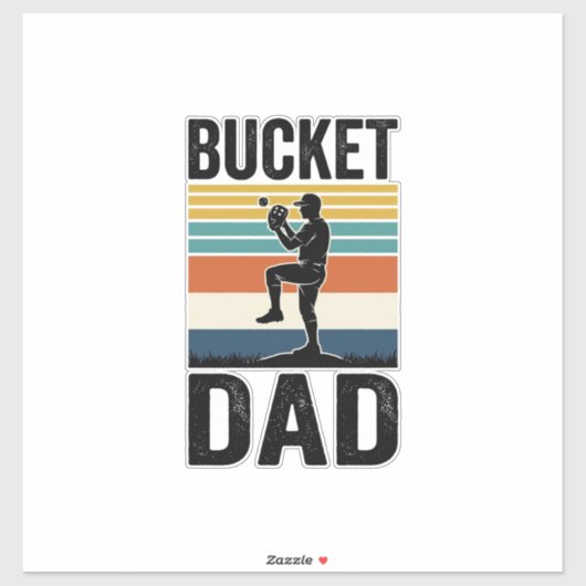 Bucket Dad Retro Baseball Father Vector Design_1 シール (シート)