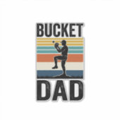 Bucket Dad Retro Baseball Father Vector Design_1 シール (正面)