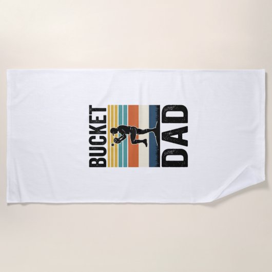 Bucket Dad Retro Baseball Father Vector Design_1 ビーチタオル (正面)