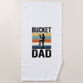 Bucket Dad Retro Baseball Father Vector Design_1 ビーチタオル (正面)