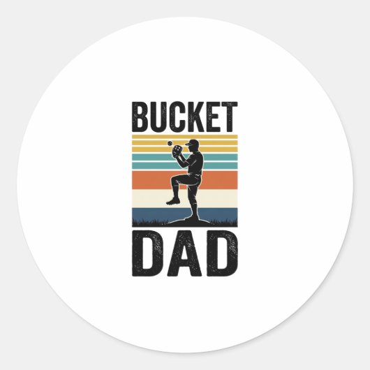 Bucket Dad Retro Baseball Father Vector Design_1 ラウンドシール (正面)