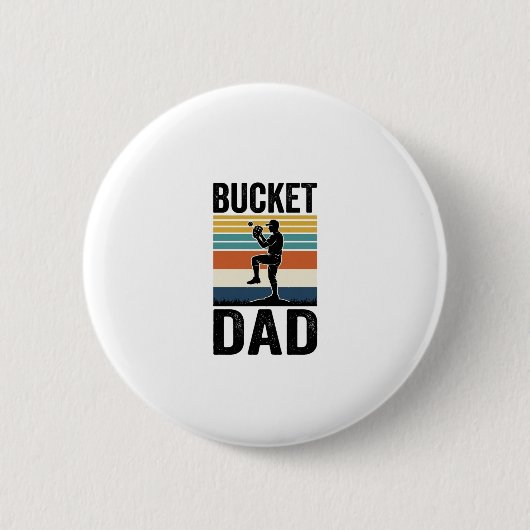 Bucket Dad Retro Baseball Father Vector Design_1 缶バッジ (正面)