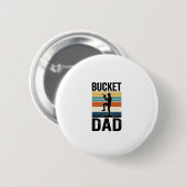 Bucket Dad Retro Baseball Father Vector Design_1 缶バッジ (正面&裏面)