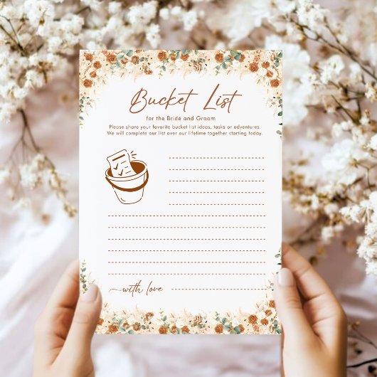 Bucket List Game | Boho Terracotta Bridal Shower