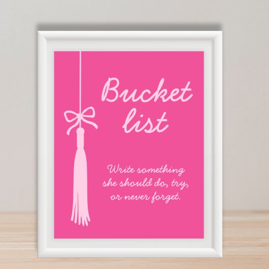 Bucket List Station ピンクタッセル卒業サイン ポスター