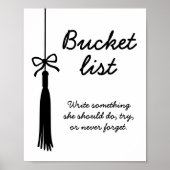 Bucket List Station Black & White Graduation Sign ポスター (正面)