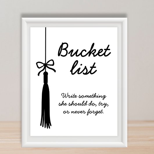 Bucket List Station Black & White Graduation Sign ポスター