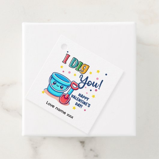 Bucket & Spade Gift idea “I Dig You” Valentine フェイバータグ (インサイチュ)