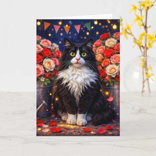 Buckets Of Roses, Cat  カード (黄色い花)