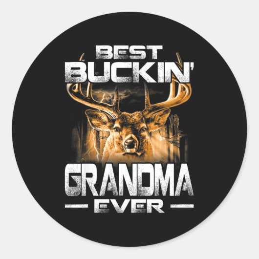 Buckin' Grandma Ever Shirt Deer Hunting Bucking Fa ラウンドシール (正面)