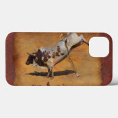 Bucking Rodeo Bull on Parchmentデザイフェイクナーギフト Case-Mate iPhoneケース (裏面 (横))