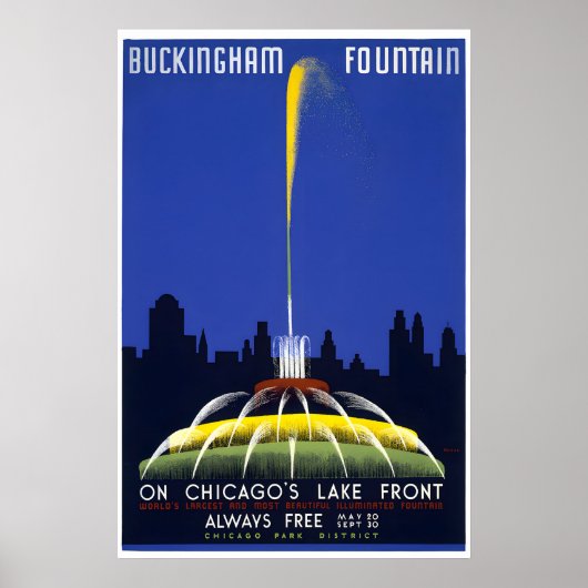 Buckingham Fountain - Chicago Travel Poster ポスター (正面)