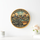 Buckingham Fountain Illinois Centennial Tribute ラージ壁時計 (ホーム)