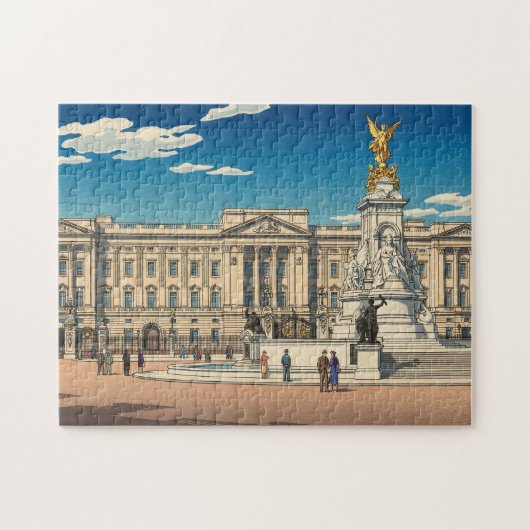 Buckingham Palace Japanese Woodblock Print ジグソーパズル (横)