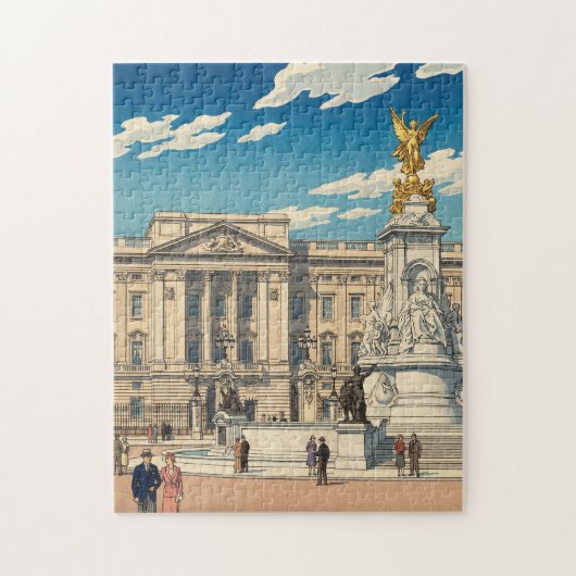 Buckingham Palace Japanese Woodblock Print ジグソーパズル (縦)