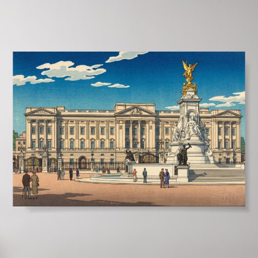 Buckingham Palace Japanese Woodblock Print ポスター (正面)