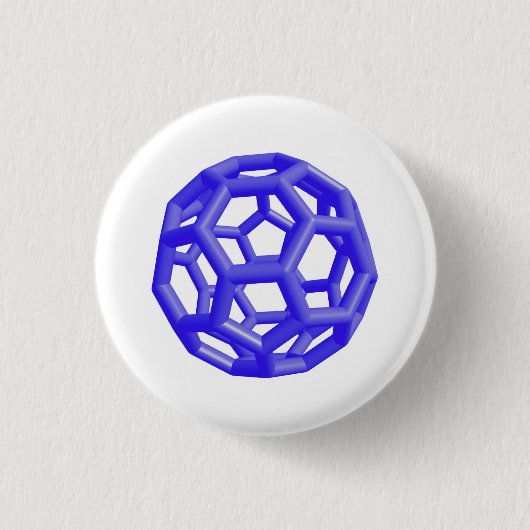 Buckminsterfullereneの分子(青い) 缶バッジ (正面)