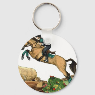 buckskinの大きい跳躍xcの馬の芸術Eventing キーホルダー
