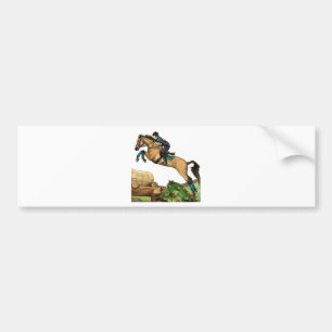 buckskinの大きい跳躍xcの馬の芸術Eventing バンパーステッカー