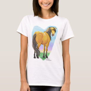Buckskinの焦げ茶色の馬のハート Tシャツ