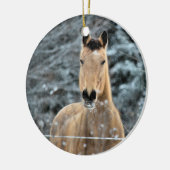 Buckskinの馬の冬 セラミックオーナメント (左)