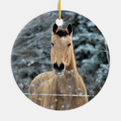 Buckskinの馬の冬 セラミックオーナメント (裏面)