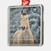 Buckskinの馬の冬 メタルオーナメント (左)