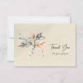 Bucolic Leaves Beige Parchment Orthodox Funeral サンキューカード (正面)