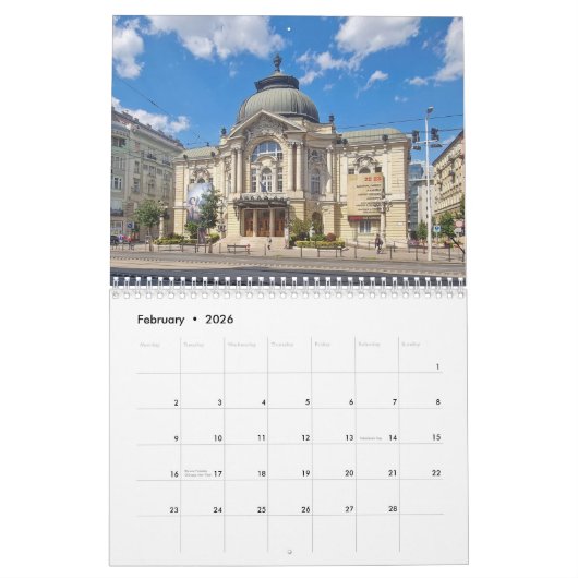 Budapest 2026 calendar カレンダー (2月 2026)