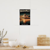 Budapest by Night – A Vintage Travel Poster ポスター (キッチン)