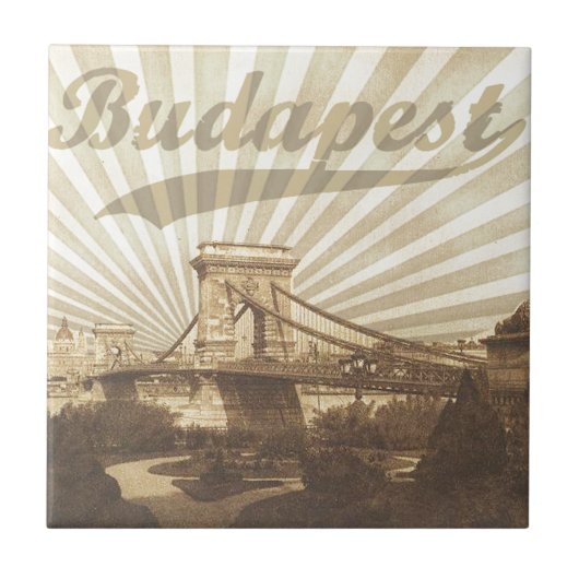 Budapest Chain Bridge Vintage タイル (正面)