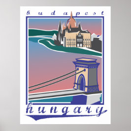 Budapest Chain Bridge, Vintage poster ポスター