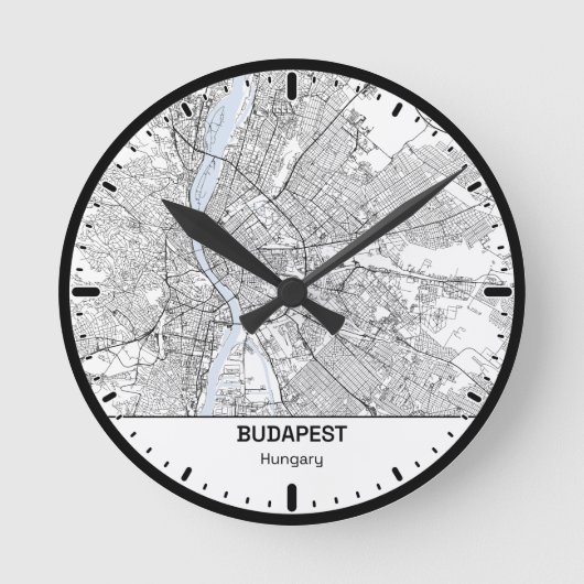 Budapest Clock City Line Art ラウンド壁時計 (正面)