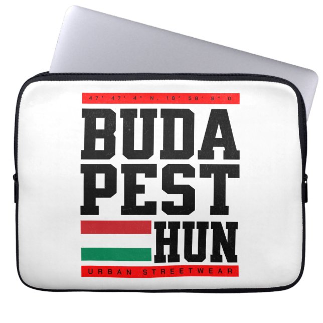 Budapest Coordinates Design Retro-Style ラップトップスリーブ (正面)