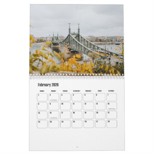 Budapest-Hungary Calendar カレンダー (2月 2026)