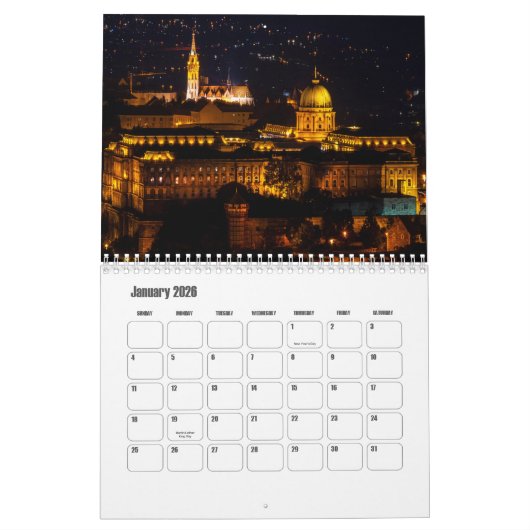 Budapest-Hungary Calendar カレンダー (1月 2026)