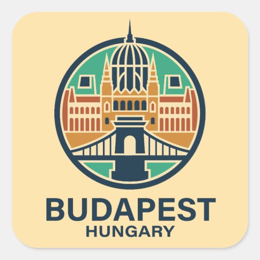 Budapest Hungary Europe スクエアシール (正面)