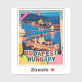 Budapest Hungary Night Cityscape Pop Art Collage シール (シート)