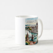 Budapest Hungary Parliament Danube River Skyline コーヒーマグカップ (正面右)