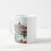 Budapest Hungary Parliament Danube River Skyline コーヒーマグカップ (正面左)