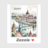 Budapest Hungary Parliament Danube River Skyline シール (シート)