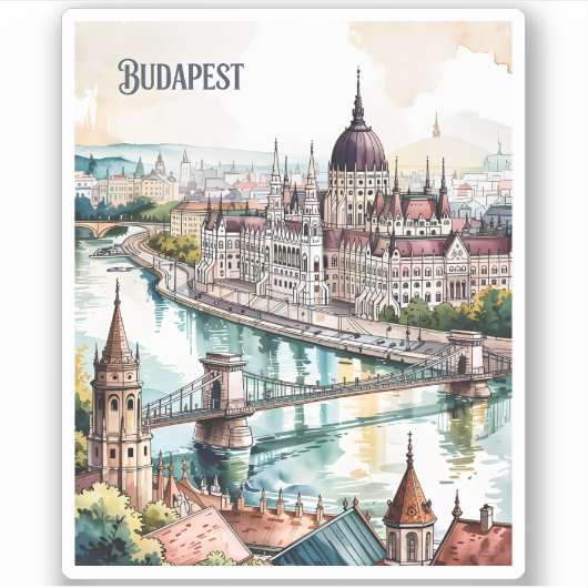 Budapest Hungary Parliament Danube River Skyline シール (正面)