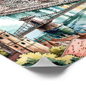 Budapest Hungary Parliament Danube River Skyline ポスター (角)