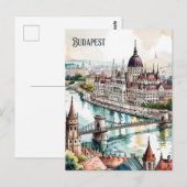 Budapest Hungary Parliament Danube River Skyline ポストカード (正面/裏面)