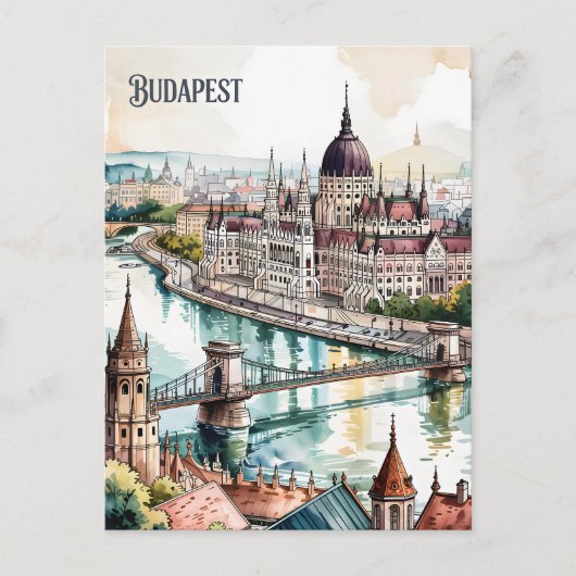 Budapest Hungary Parliament Danube River Skyline ポストカード (正面)
