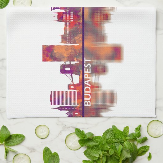 Budapest Hungary Skyline キッチンタオル (折り畳み)